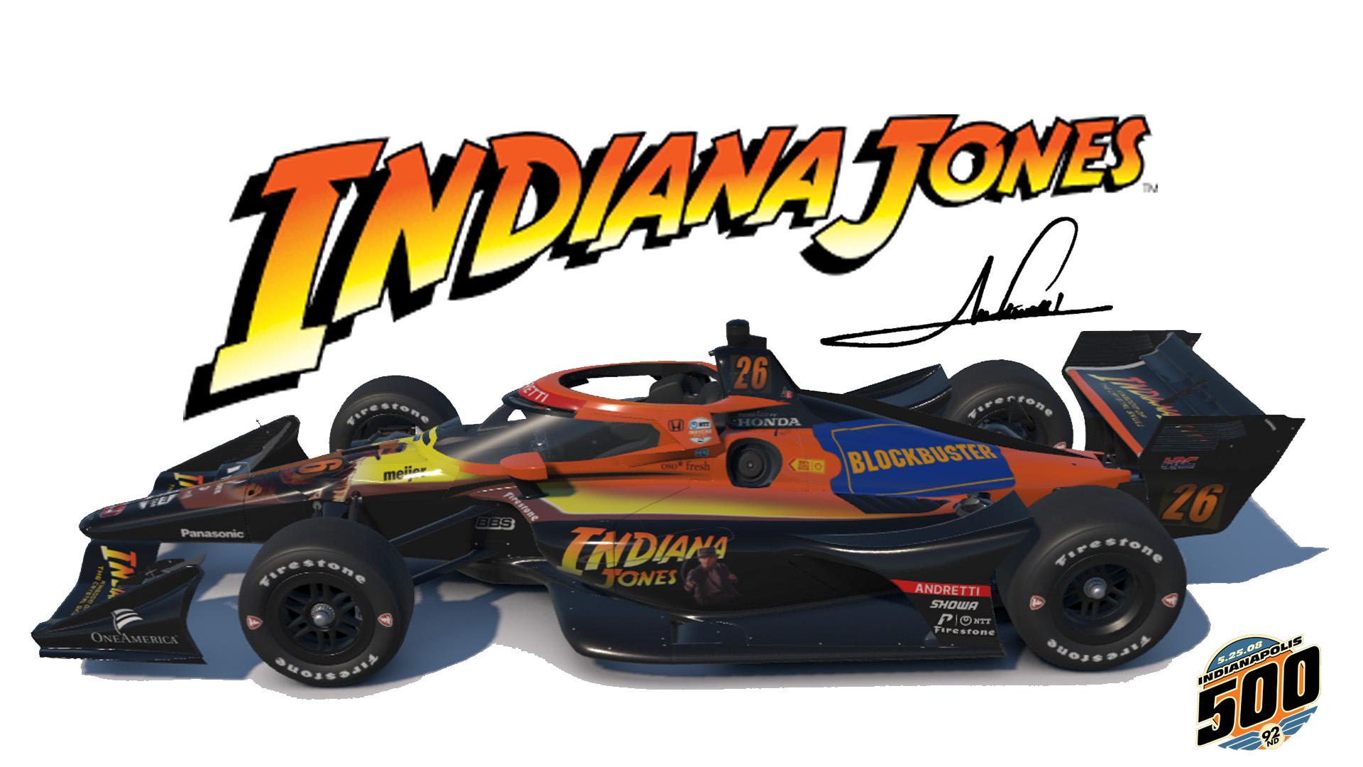 Marco Andretti - 2008 Indy 500 Car - Indiana Jones + Blockbuster on the Dallara IR18