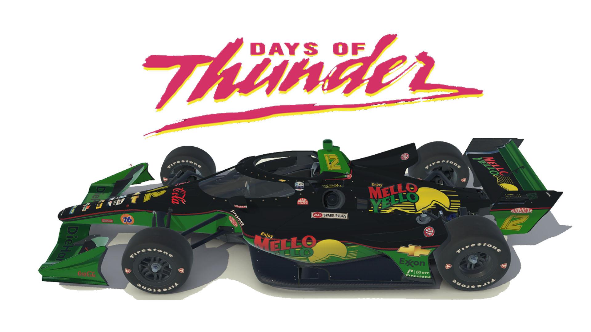 Days of Thunder Mellow Yellow - No Number Fictional on the Dallara IR18