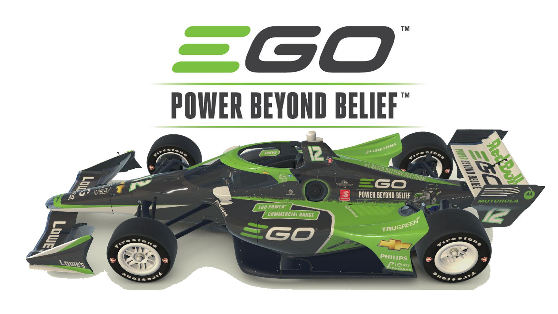 Ego Power Beyond Belief Electric Tools Indy car on the Dallara IR18