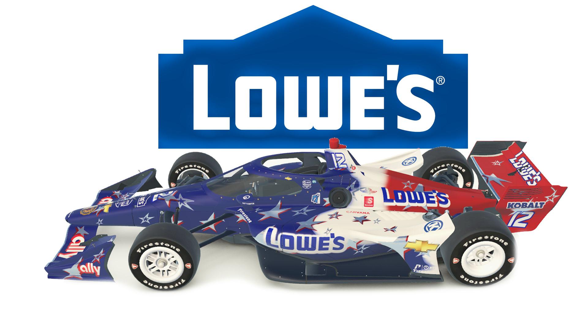Jimmy Johnson inspired Lowes Stars and Stripes on the Dallara IR18