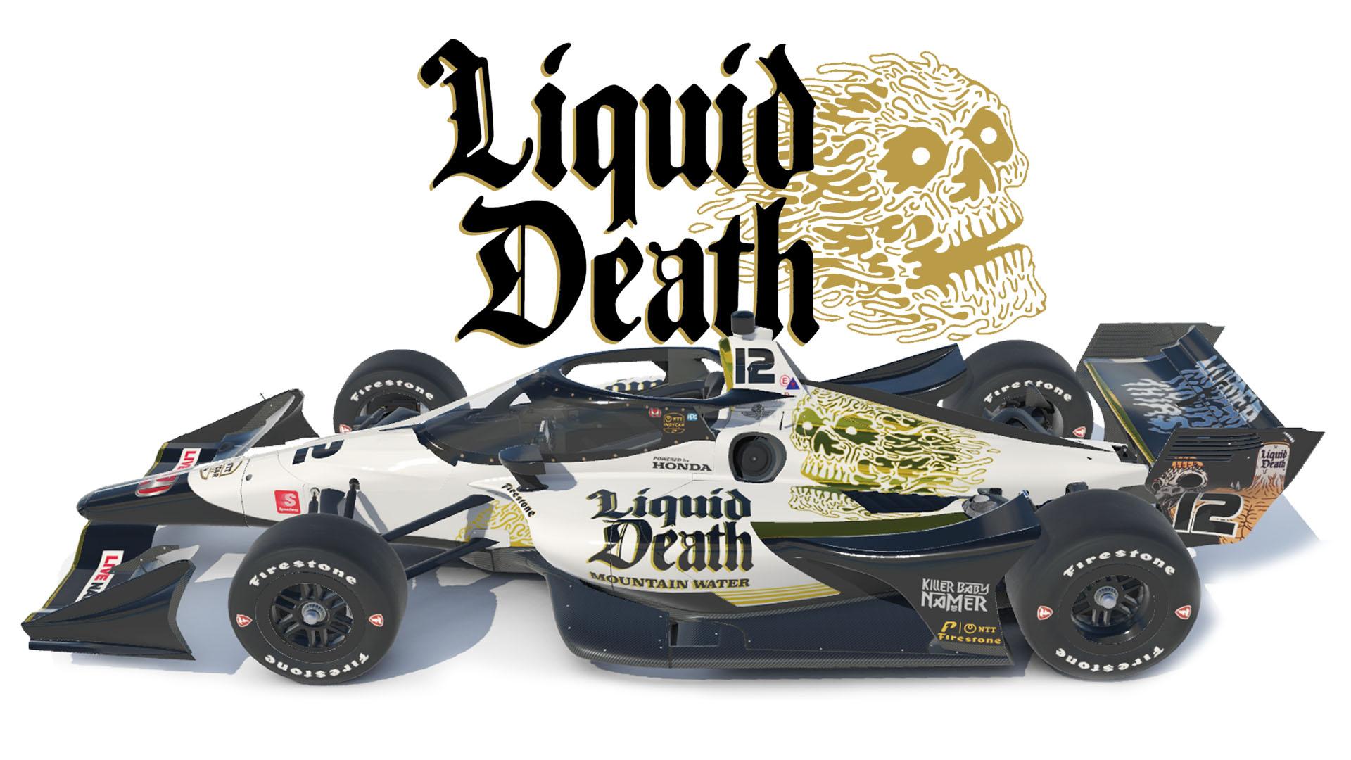 Liquid Death Indy Car on the Dallara IR18